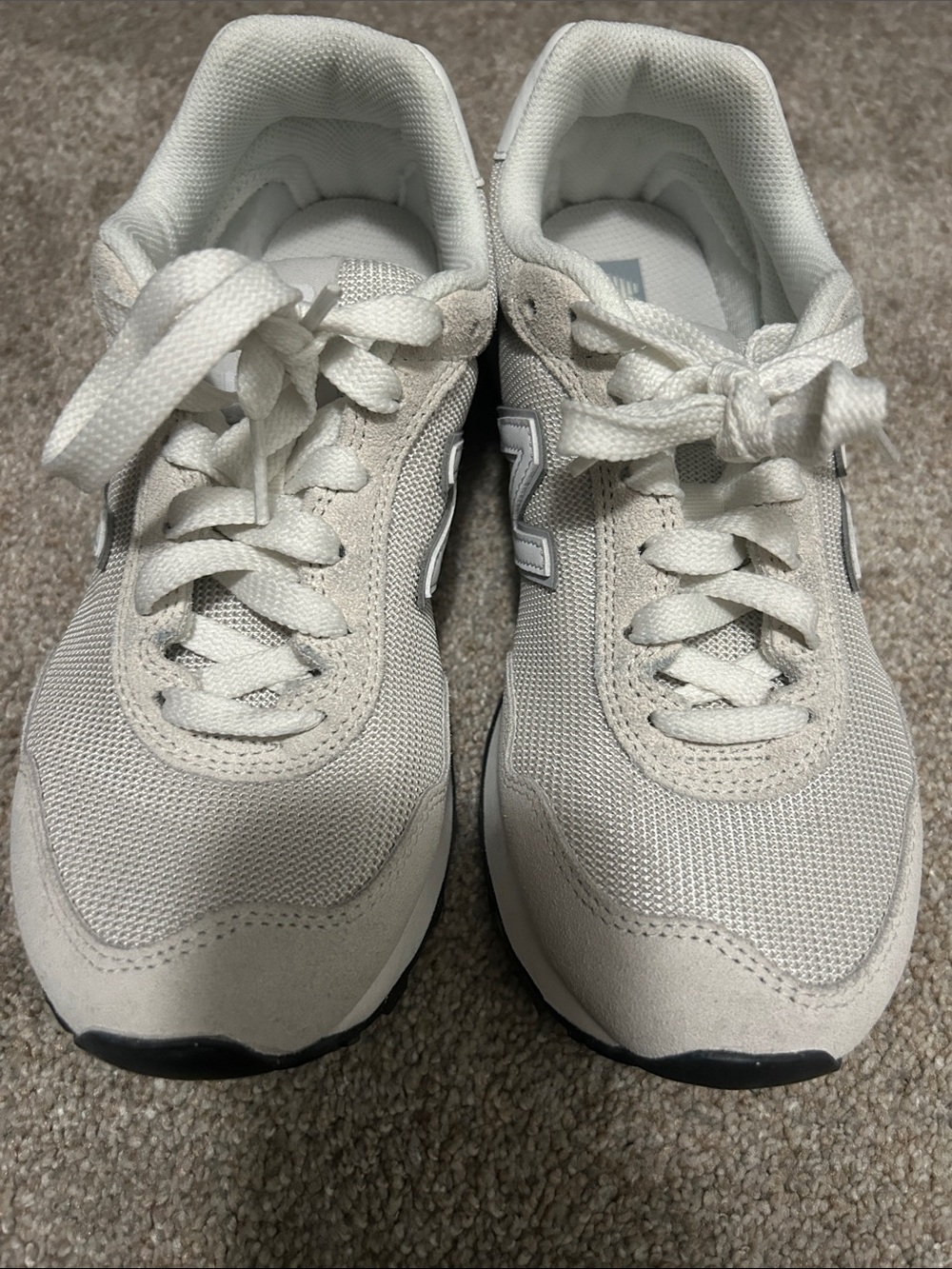 New Balance Cream and White Lace-Up Sneakers